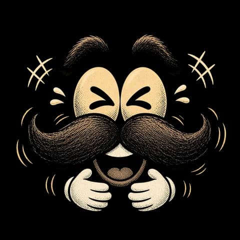 Stache is laughing