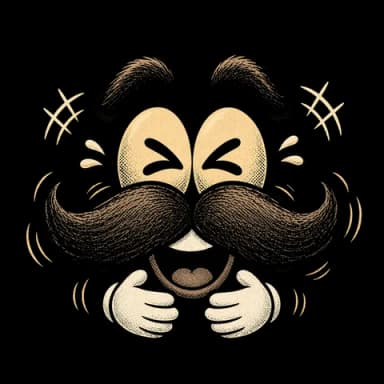 Stache is laughing